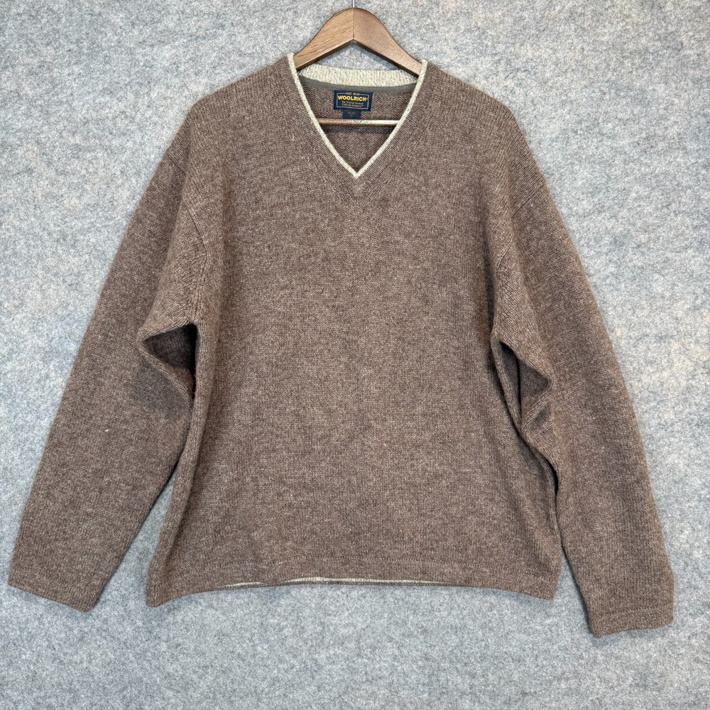 Vintage Woolrich Wool Blend Sweater Mens XL V Neck Relaxed Fit Rugged 90s Y2k